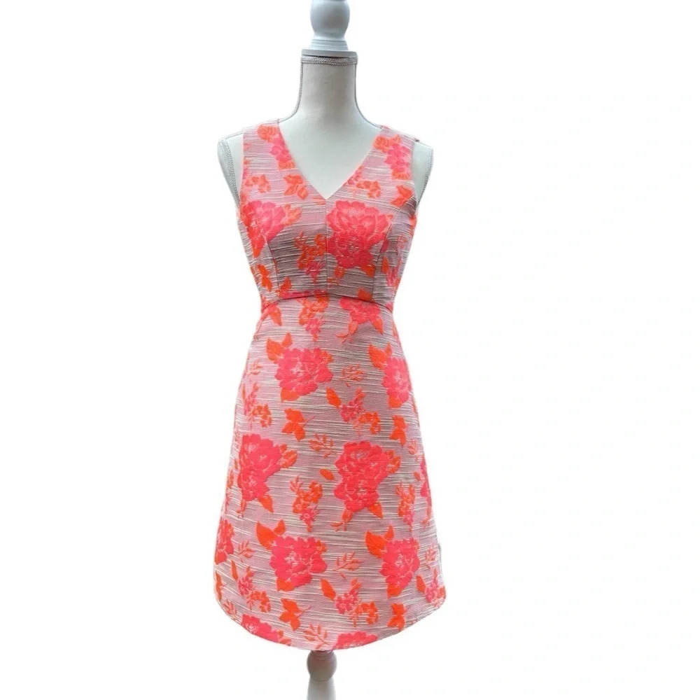 Antonio Melani (NWT) Emerson Dress in Hot Coral/Azalea Sleeveless Floral Size 0